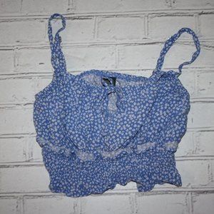 💙🌸 Blue Floral Crop Top · Wild Fable · Size Small